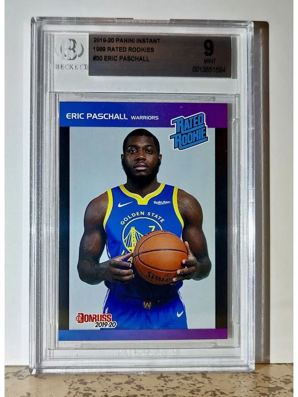 Eric Paschall 2019-20 Panini NBA #30 1989 Rated Rookies 1/3431 BGS 9 Warriors